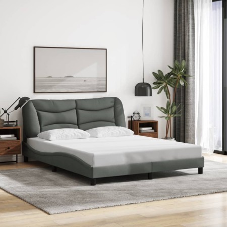 Cama sin colchón de tela gris oscuro 160x200 cm
