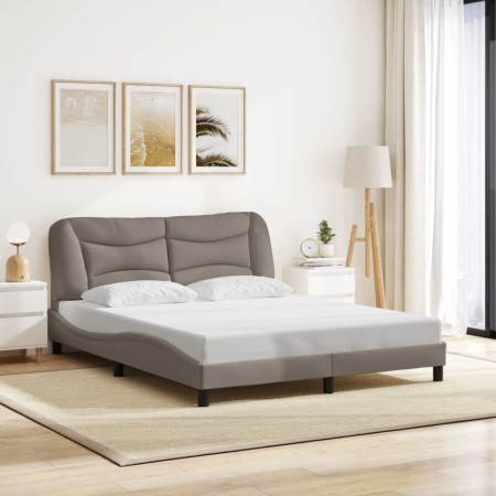 Cama sin colchón tela gris taupe 160x200 cm