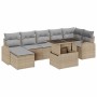 Conjunto de sofá de jardín con cojín 8 pcs beige y gris claro