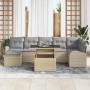 Conjunto de sofá de jardín con cojín 8 pcs beige y gris claro