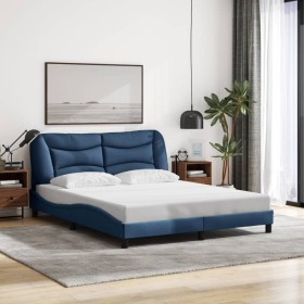 Cama sin colchón tela azul 160x200 cm