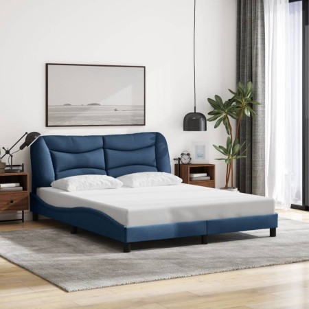 Cama sin colchón tela azul 160x200 cm