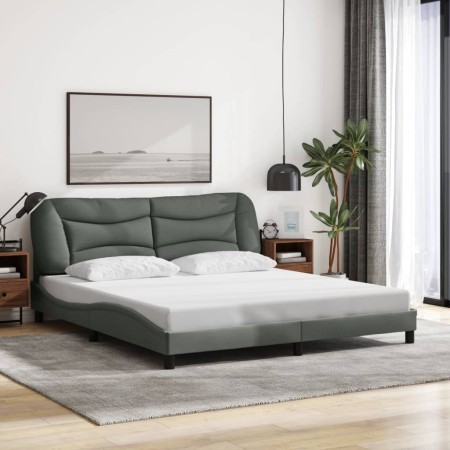 Cama sin colchón de tela gris oscuro 180x200 cm