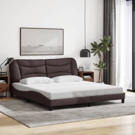 Cama sin colchón de tela marrón oscuro 180x200 cm