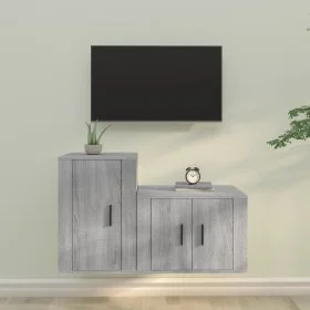 TV-Möbelset 2-teilig Sonoma graues Sperrholz von vidaXL, TV-Möbel - Ref: Foro24-3188452, Preis: 84,88 €, Rabatt: %