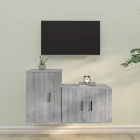 TV furniture set 2 pieces Sonoma gray plywood by vidaXL, TV Furniture - Ref: Foro24-3188452, Price: 84,88 €, Discount: %