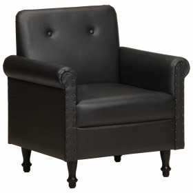 Sillón butaca de cuero auténtico negro