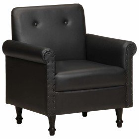 Sillón butaca de cuero auténtico negro Sillón butaca de cuero auténtico negro