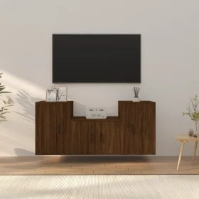 TV-Möbelset 3-teilig, braunes Eichensperrholz von vidaXL, TV-Möbel - Ref: Foro24-3188389, Preis: 111,40 €, Rabatt: %