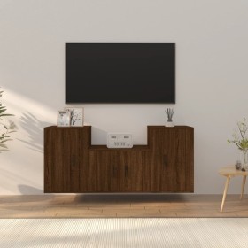 TV-Möbelset 3-teilig, braunes Eichensperrholz von vidaXL, TV-Möbel - Ref: Foro24-3188389, Preis: 112,74 €, Rabatt: %
