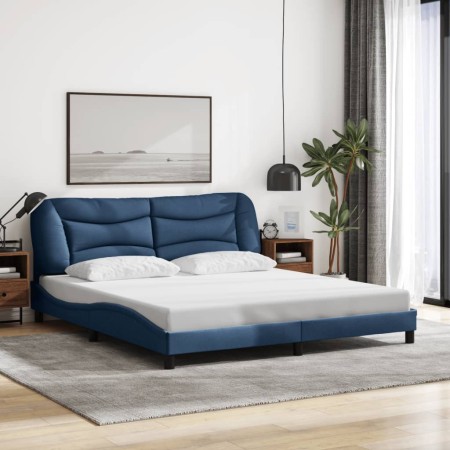 Cama sin colchón tela azul 180x200 cm