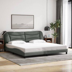 Cama sin colchón tela gris oscuro 200x200 cm en Camas y somieres | Comprar online en Foro24