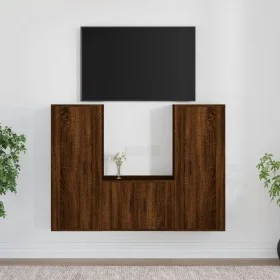 TV-Möbelset 3-teilig, braunes Eichensperrholz von vidaXL, TV-Möbel - Ref: Foro24-3188749, Preis: 154,93 €, Rabatt: %