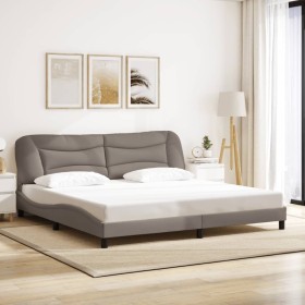 Cama sin colchón tela gris taupe 200x200 cm
