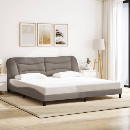 Cama sin colchón tela gris taupe 200x200 cm