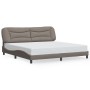 Cama sin colchón tela gris taupe 200x200 cm