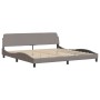 Cama sin colchón tela gris taupe 200x200 cm