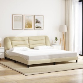 Cama sin colchón tela color crema 200x200 cm