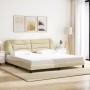 Cama sin colchón tela color crema 200x200 cm