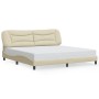 Cama sin colchón tela color crema 200x200 cm