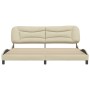 Cama sin colchón tela color crema 200x200 cm