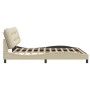 Cama sin colchón tela color crema 200x200 cm