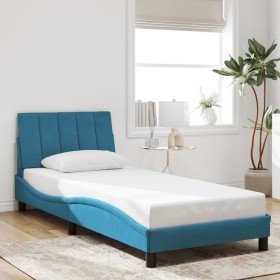 Estructura cama con cabecero terciopelo azul 90x190 cm en Camas y somieres | Comprar online en Foro24