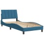 Estructura cama con cabecero terciopelo azul 90x190 cm