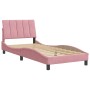 Estructura de cama sin colchón terciopelo rosa 90x190 cm