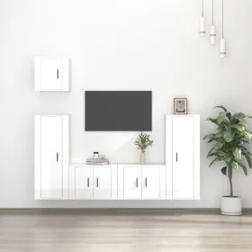TV-Möbelset 5-teilig aus glänzend weißem Sperrholz von vidaXL, TV-Möbel - Ref: Foro24-3188784, Preis: 220,74 €, Rabatt: %
