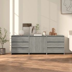 3-teiliges Sideboard aus gefertigtem Holz in Sonoma-Grau von vidaXL, Sideboards - Ref: Foro24-3098071, Preis: 241,73 €, Rabat...