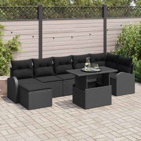 Conjunto de sofá de jardín con cojín 8 pcs Negro