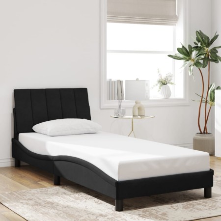Estructura de cama sin colchón terciopelo negro 90x200 cm