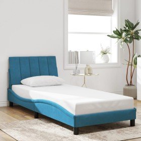 Estructura de cama con cabecero terciopelo azul 90x200 cm Estructura de cama con cabecero terciopelo azul 90x200 cm