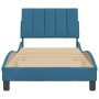 Estructura de cama con cabecero terciopelo azul 90x200 cm
