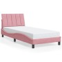 Estructura de cama sin colchón terciopelo rosa 90x200 cm