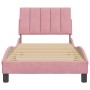 Estructura de cama sin colchón terciopelo rosa 90x200 cm