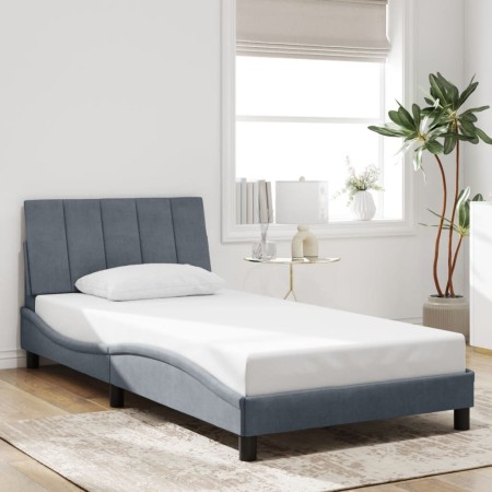 Estructura de cama sin colchón terciopelo gris oscuro 100x200cm