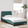 Estructura cama sin colchón terciopelo verde oscuro 100x200 cm