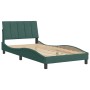 Estructura cama sin colchón terciopelo verde oscuro 100x200 cm