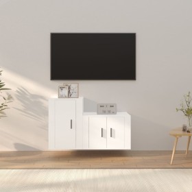 2-teiliges TV-Möbelset aus weißem Sperrholz von vidaXL, TV-Möbel - Ref: Foro24-3188390, Preis: 76,82 €, Rabatt: %