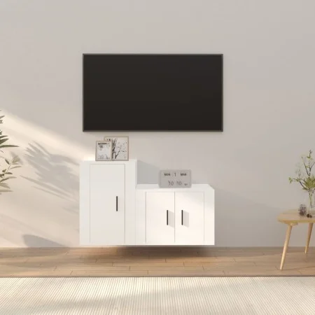 2-teiliges TV-Möbelset aus weißem Sperrholz von vidaXL, TV-Möbel - Ref: Foro24-3188390, Preis: 75,87 €, Rabatt: %
