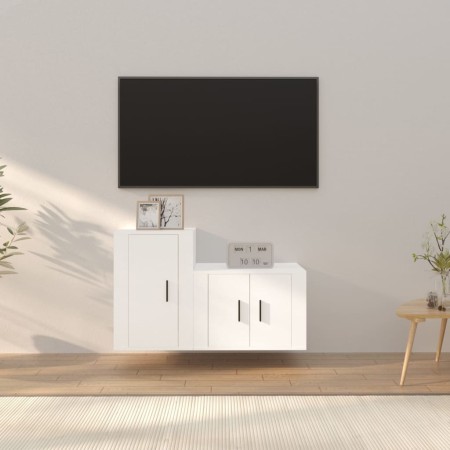 2-teiliges TV-Möbelset aus weißem Sperrholz von vidaXL, TV-Möbel - Ref: Foro24-3188390, Preis: 76,82 €, Rabatt: %