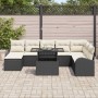 Conjunto de sofá de jardín con cojín 9 pcs Negro y crema