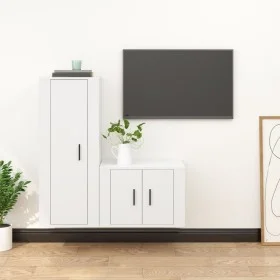 2-teiliges TV-Möbelset Sperrholz weiß von vidaXL, TV-Möbel - Ref: Foro24-3188718, Preis: 91,51 €, Rabatt: %