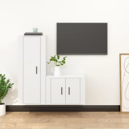 2-teiliges TV-Möbelset Sperrholz weiß von vidaXL, TV-Möbel - Ref: Foro24-3188718, Preis: 91,51 €, Rabatt: %