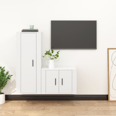 2-teiliges TV-Möbelset Sperrholz weiß von vidaXL, TV-Möbel - Ref: Foro24-3188718, Preis: 92,64 €, Rabatt: %