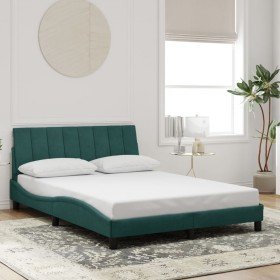 Estructura cama sin colchón terciopelo verde oscuro 140x190 cm Estructura cama sin colchón terciopelo verde oscuro 140x190 cm