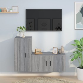 Set de muebles para TV 2 pzas madera contrachapada gris Sonoma