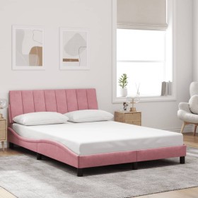 Estructura de cama sin colchón terciopelo rosa 140x190 cm